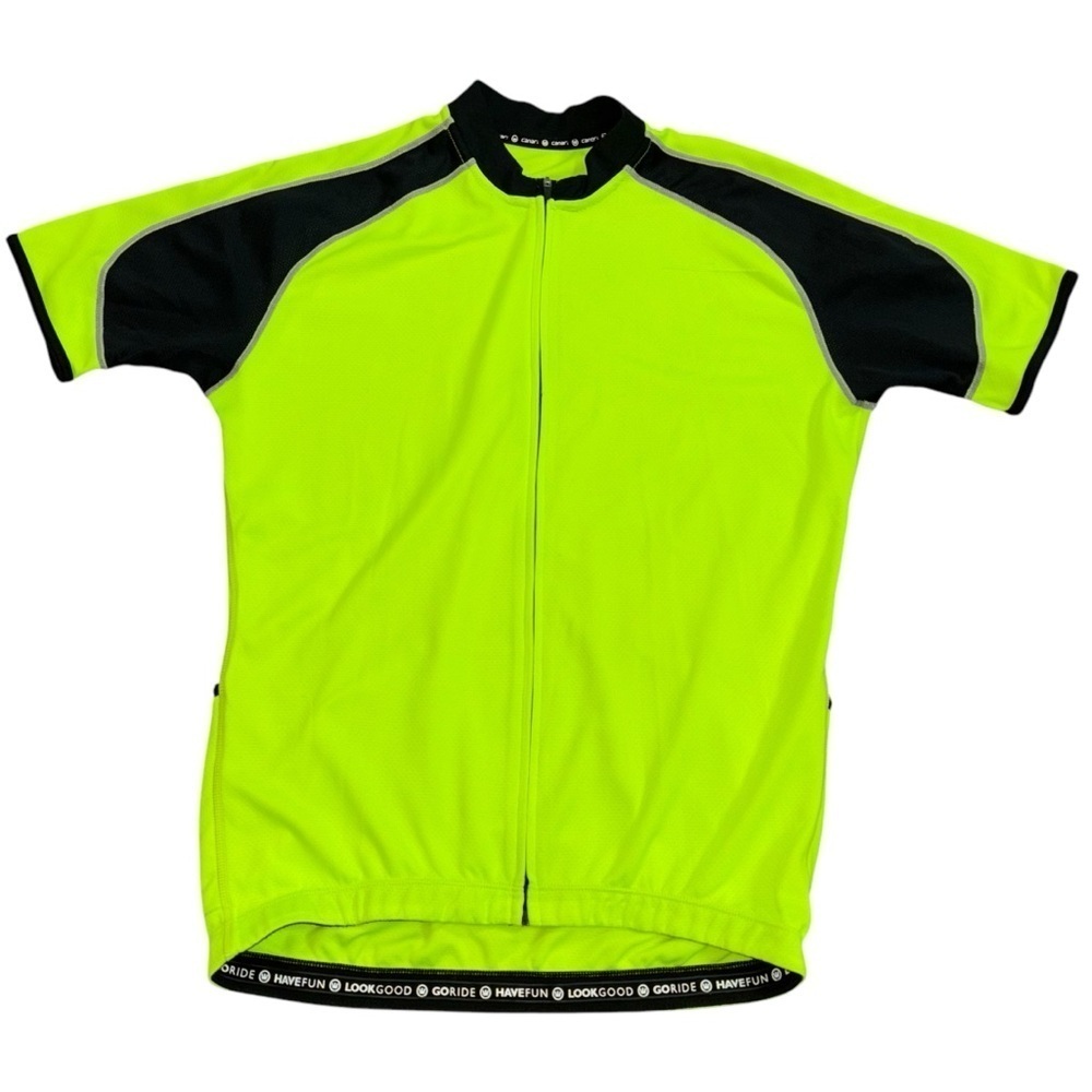 Neon Green Black Men’s S Cycling Pocket Jersey Shirt Biking Bicycling Athletic